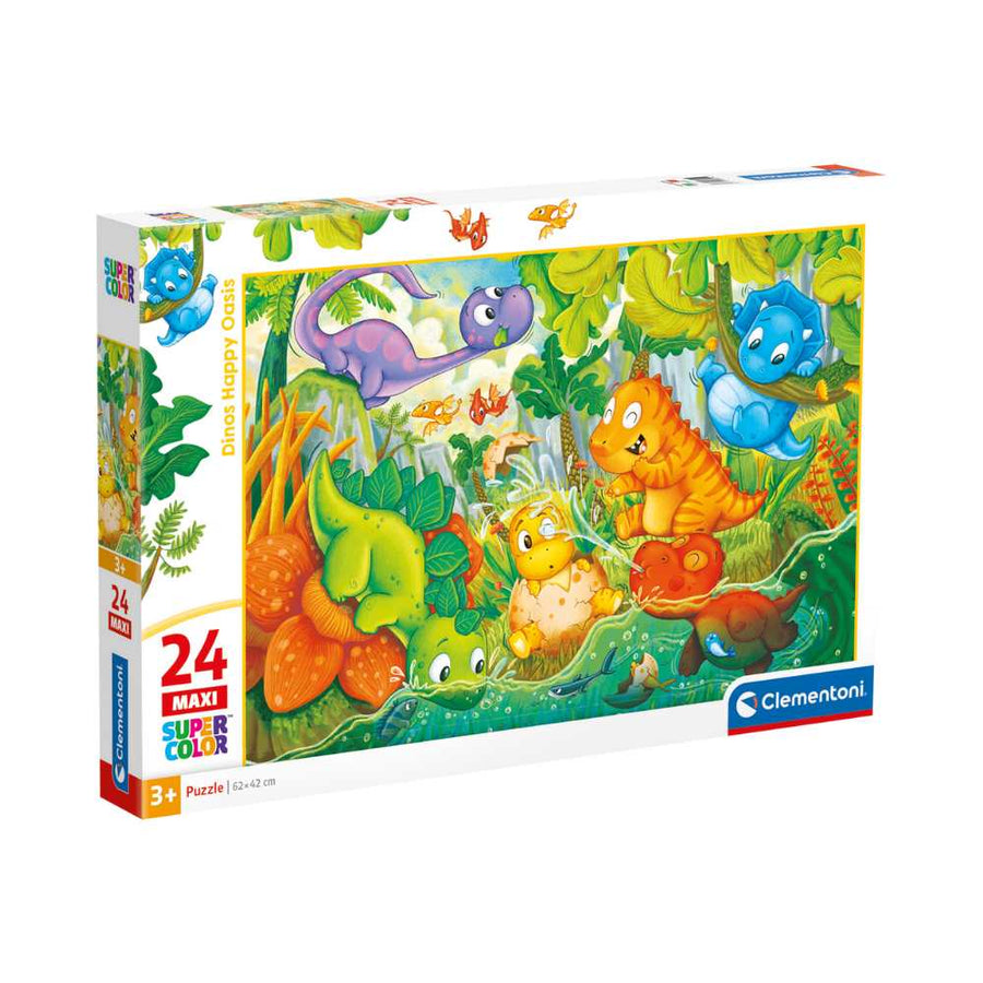 L'oasis des joyeux dinosaures (24 pcs) CASSE-TÊTE - 2 - 24 morceaux