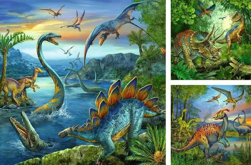 Puzzle 3 x 49: Dinosaure fascination CASSE-TÊTE - 25-49 morceaux