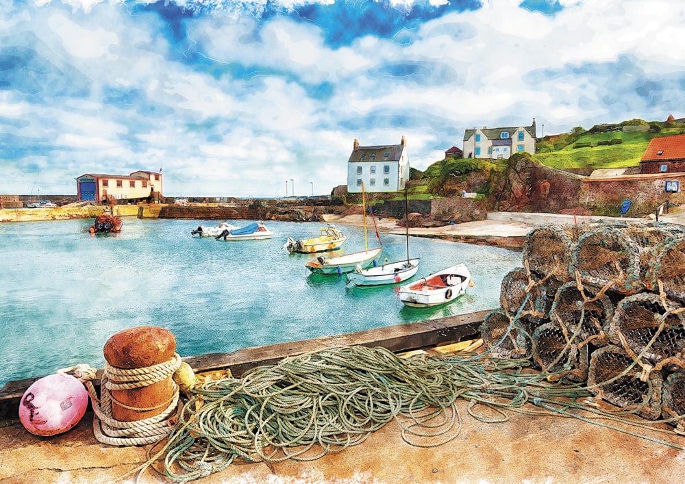 Aquarelle bateau & filet (gp) (500 pcs) CASSE-TÊTE - 400 - 550 morceaux