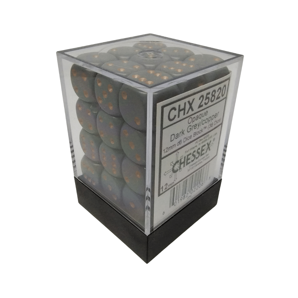 Chessex - 36d6 - Opaque Dark Grey/Copper Accessoires - Dés - Classiques