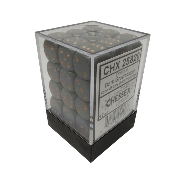 Chessex - 36d6 - Opaque Dark Grey/Copper Accessoires - Dés - Classiques