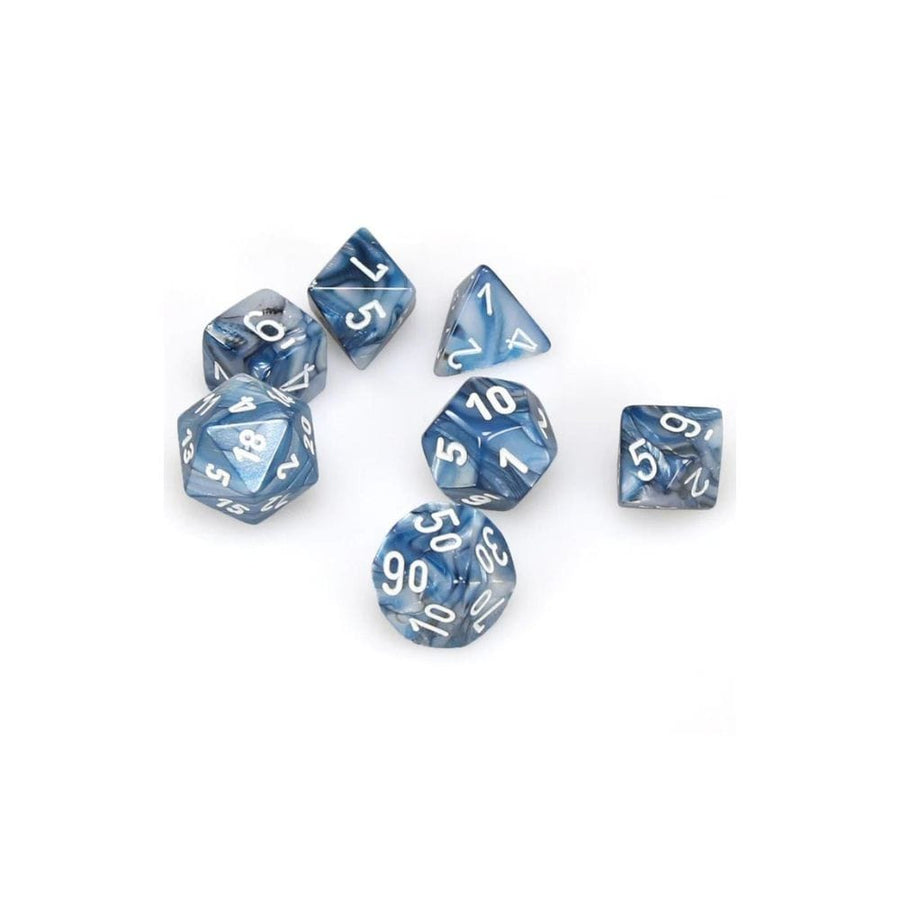 Chessex 7D Lustrous Slate/White Dice - Dés Cartables et portfolios - Dés - Jeux de rôle