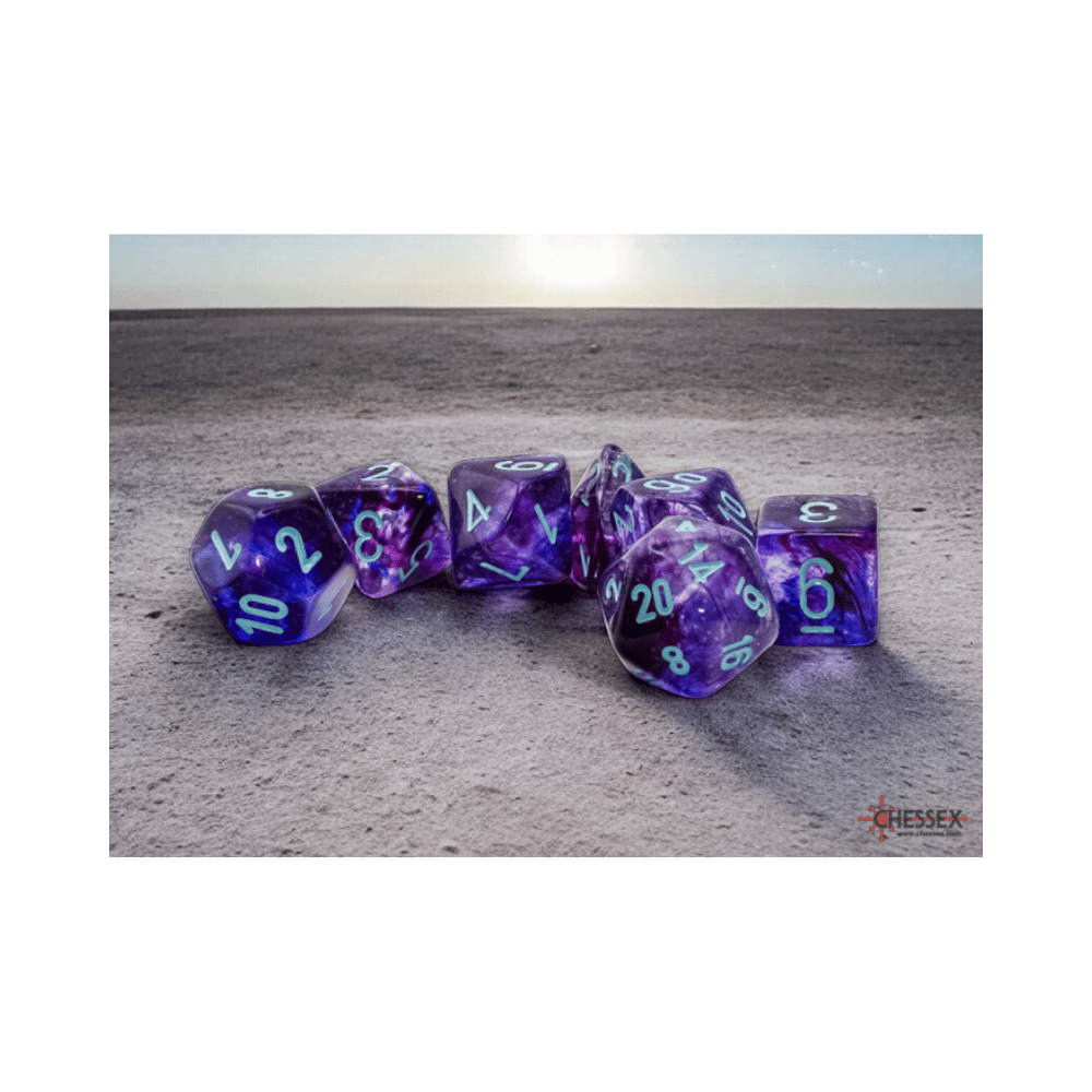 Chessex - Mega-hedral - Dés polyhédriques (7) - Luminary - Nebula/Turquoise Accessoires - Dés - Jeux de rôle