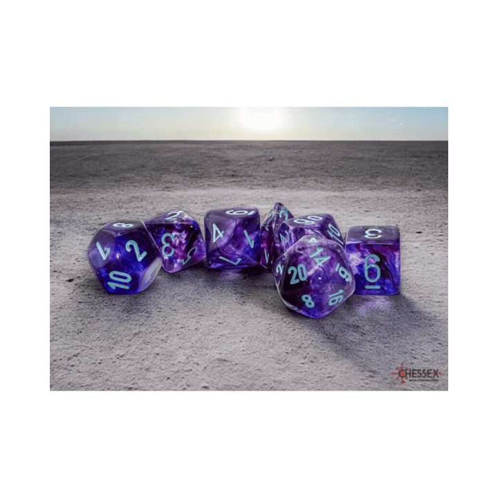 Chessex - Mega-hedral - Dés polyhédriques (7) - Luminary - Nebula/Turquoise Accessoires - Dés - Jeux de rôle