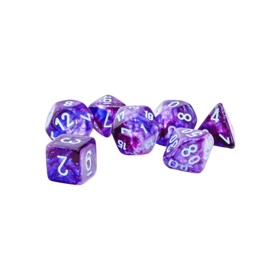 Chessex - Mega-hedral - Dés polyhédriques (7) - Luminary - Nebula/Turquoise Accessoires - Dés - Jeux de rôle