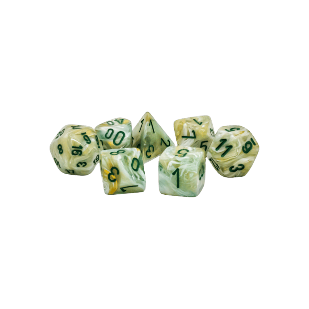 Chessex - Mega-hedral - Dés polyhédriques (7) - Marble - Green/Dark Green Accessoires - Dés - Jeux de rôle