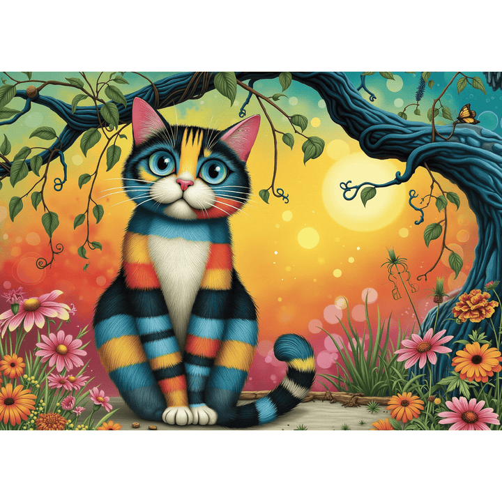 Colorful Striped Cat (1000pcs) CASSE-TÊTE - 1000 morceaux