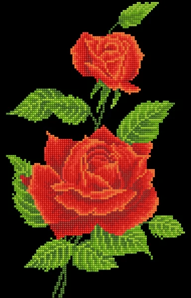 Corsage Rose Rouge 35x50 Diamond Dotz PASSE-TEMPS - Broderie diamant