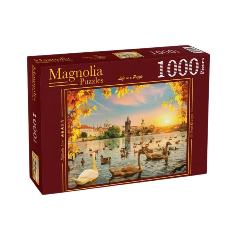 Cygnes près du pont Charles (1000 pcs) CASSE-TÊTE - 1000 morceaux
