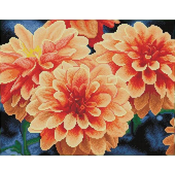 Dahlias Pêche 53x43 Diamond Dotz PASSE-TEMPS - Broderie diamant