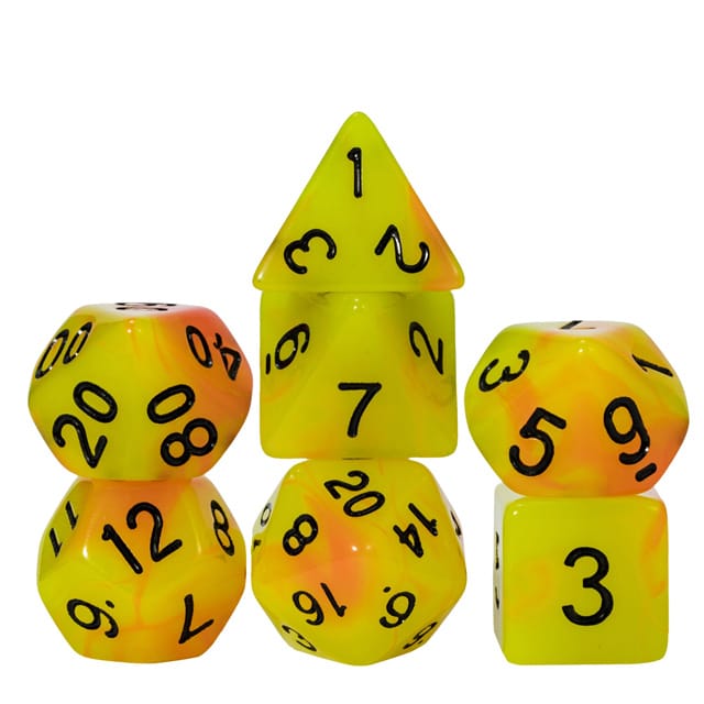 Dés 7D: Tequila Sunrise JEUX - Dés et jeux de rôles - Dés - Dés polyédriques