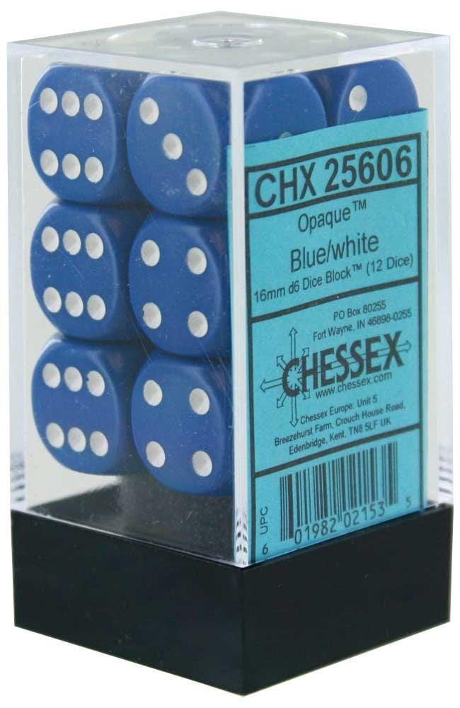 Dés Opaque: 12D6 Bleu / Blanc JEUX - Dés et jeux de rôles - Dés