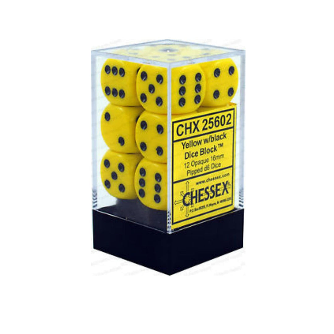 Dés Opaque: 12D6 Jaune / Noir Cartables et portfolios - Dés - Traditionnel