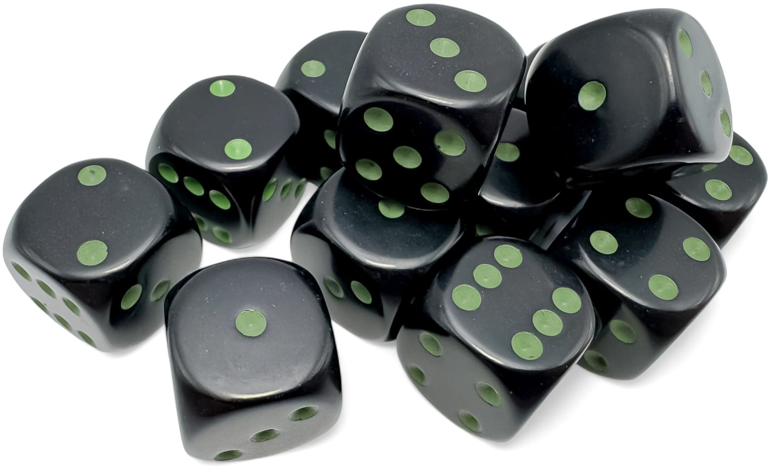 Dés opaques 12D6: noir/vert JEUX - Dés et jeux de rôles - Dés - Dés standards