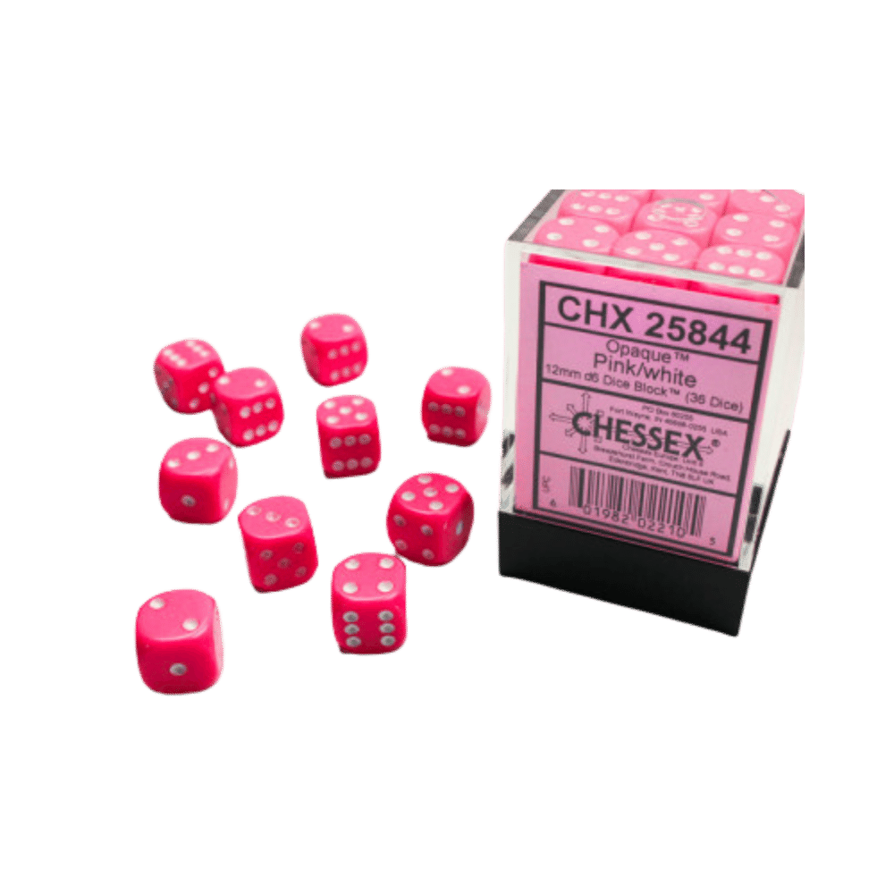 Chessex - 36d6 - Opaque Pink/White