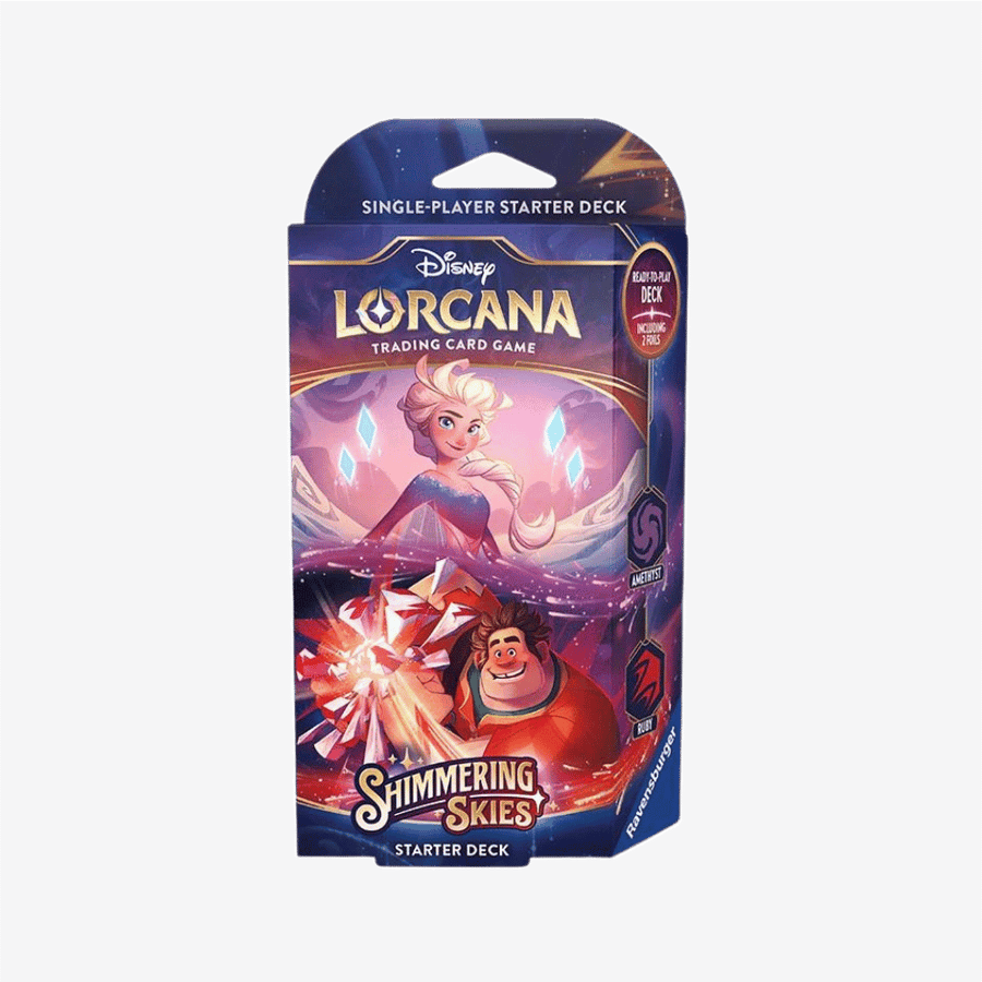 Disney Lorcana: Shimmering Skies - Starter Deck - Elsa (Amethyst)/Wreck-It Ralph (Ruby) (EN) JEUX - Disney Lorcana - Starter Deck