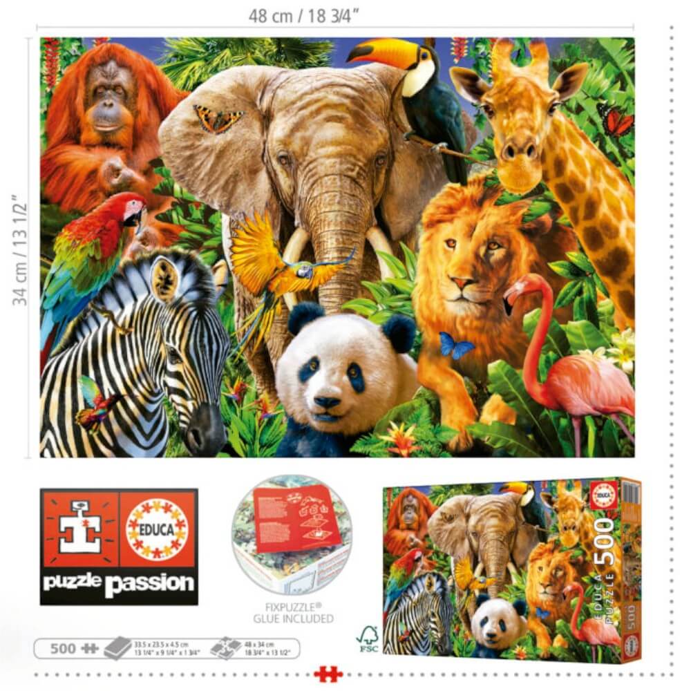 Collage animaux sauvages casse-tête Educa | Wild animal collage Puzzle