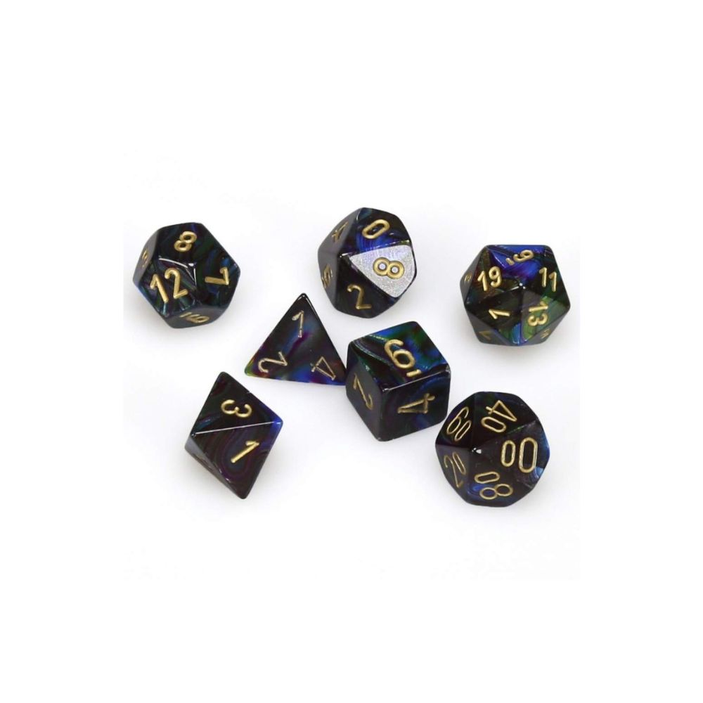 Chessex 7D Lustrous Shadow/Gold Dice - Dice