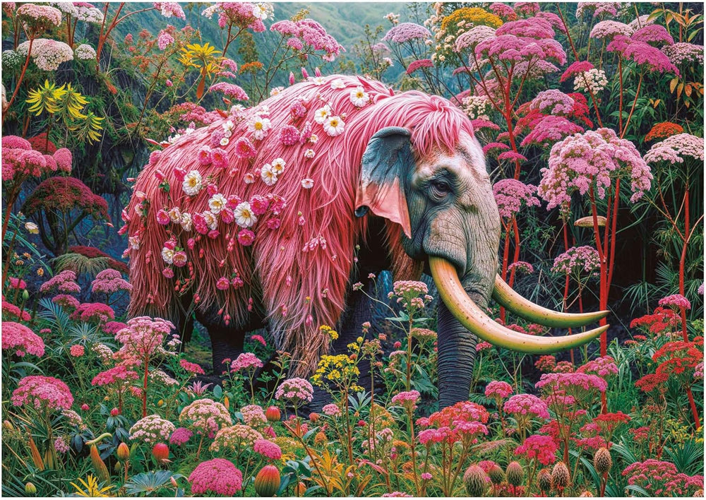 Éléphant Fleuri (1000 pcs) CASSE-TÊTE - 1000 morceaux