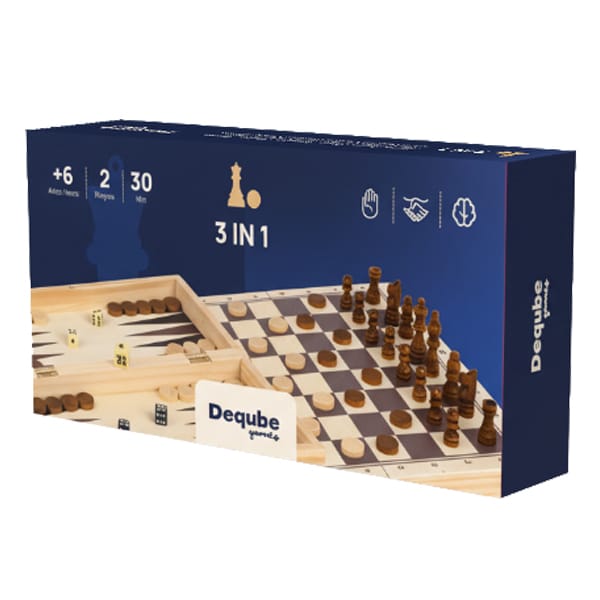 Ensemble 3 en 1 - Échecs, Dames, Backgammon (EN) JEUX - Classiques - Dames et échecs