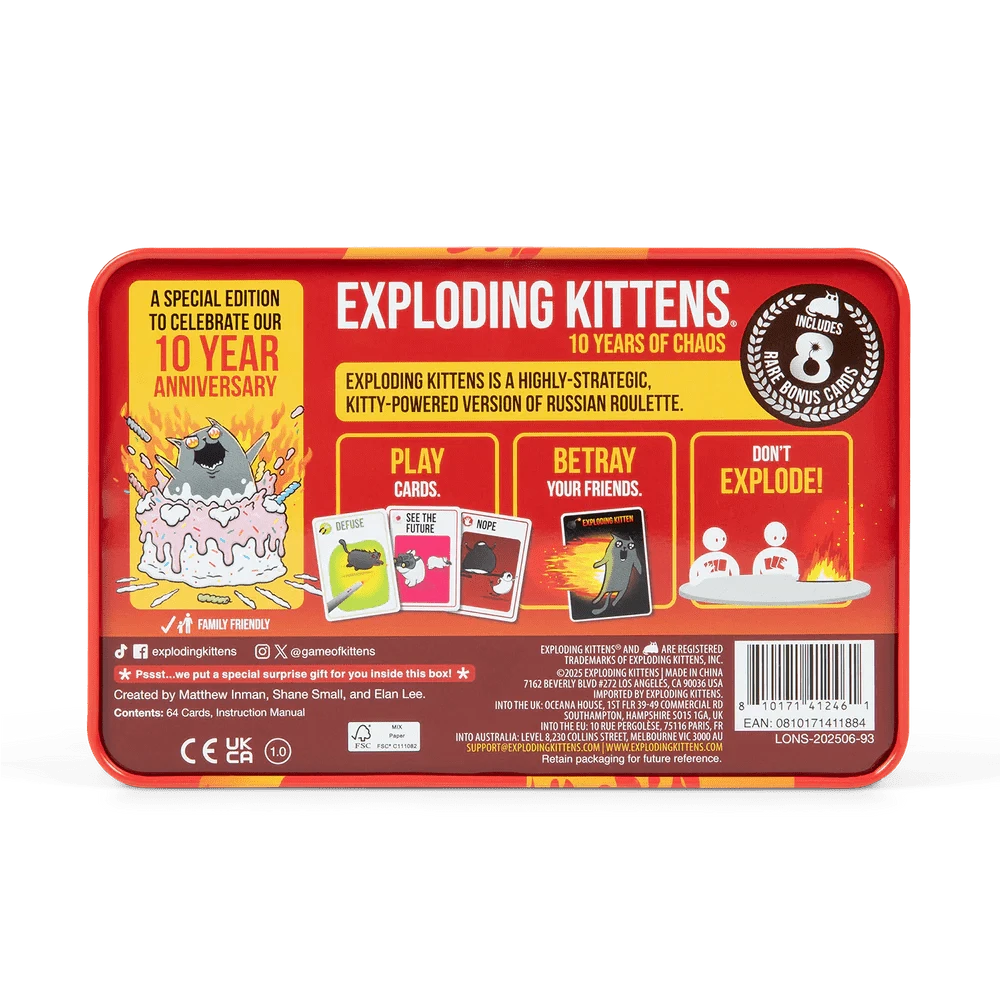Exploding Kittens - 10 Years Anniversary Tin (EN) JEUX - Famille