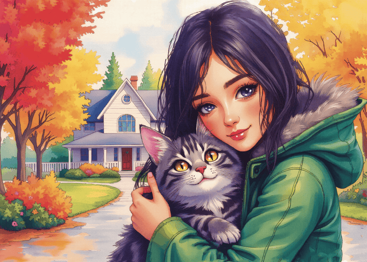 Feline Autumn Bond (1000 pcs) CASSE-TÊTE - 1000 morceaux