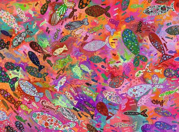 Fish in Fuchsia (500 pcs) CASSE-TÊTE - 400 - 550 morceaux