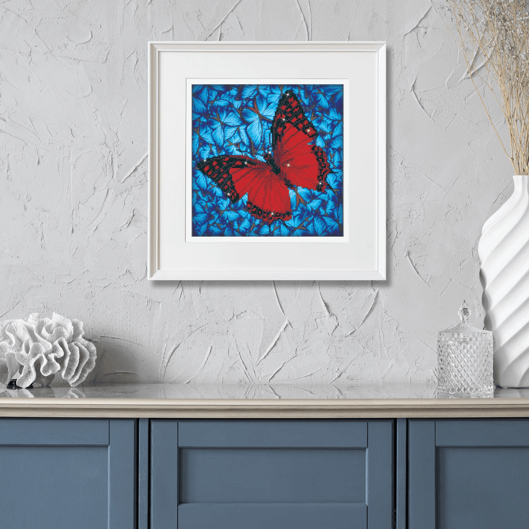 Flutterby Rouge 38x38 PASSE-TEMPS - Broderie diamant