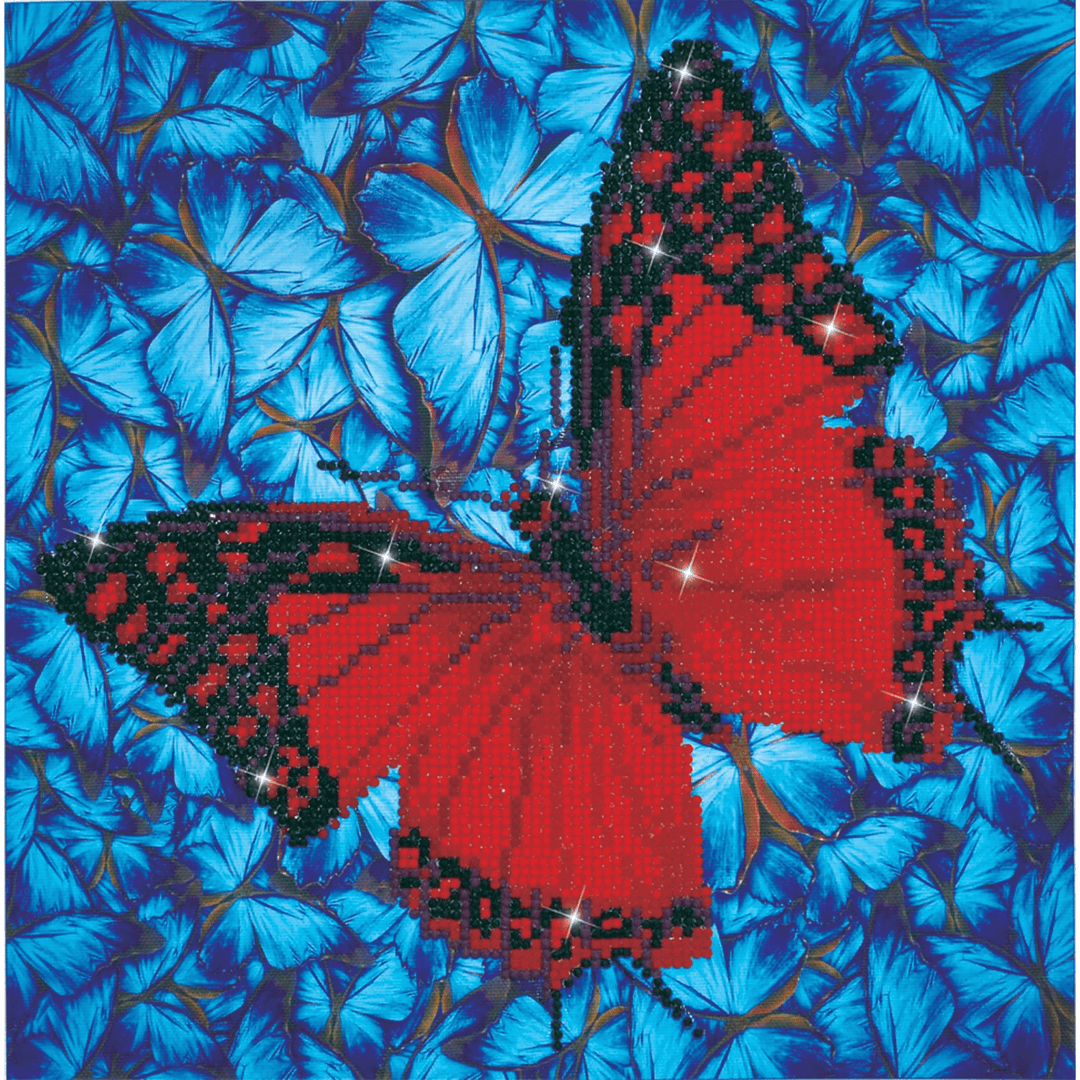 Flutterby Rouge 38x38 PASSE-TEMPS - Broderie diamant