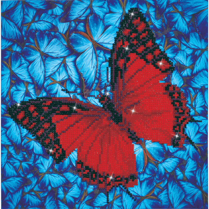 Flutterby Rouge 38x38 PASSE-TEMPS - Broderie diamant