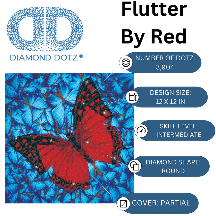Flutterby Rouge 38x38 PASSE-TEMPS - Broderie diamant