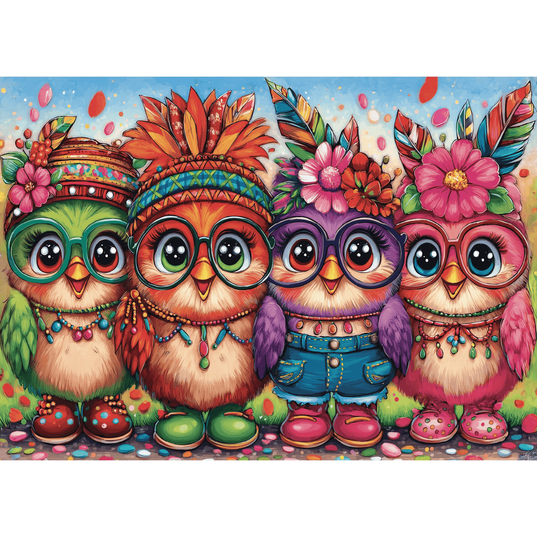 Four Funky Chicks (1000pcs) CASSE-TÊTE - 1000 morceaux