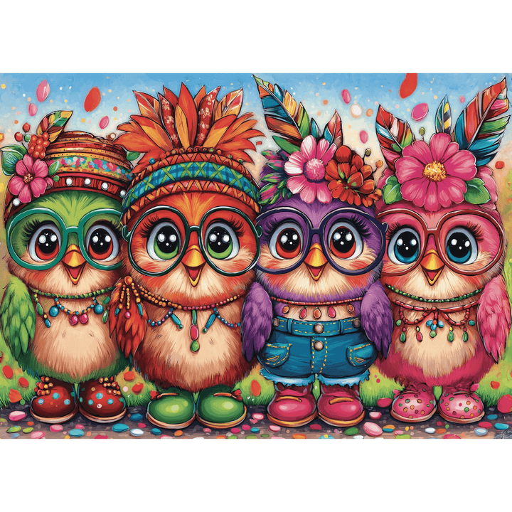 Four Funky Chicks (1000pcs) CASSE-TÊTE - 1000 morceaux
