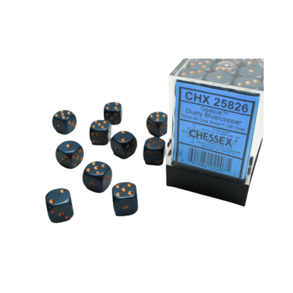 Chessex - 36d6 - Opaque Dusty Blue/Copper