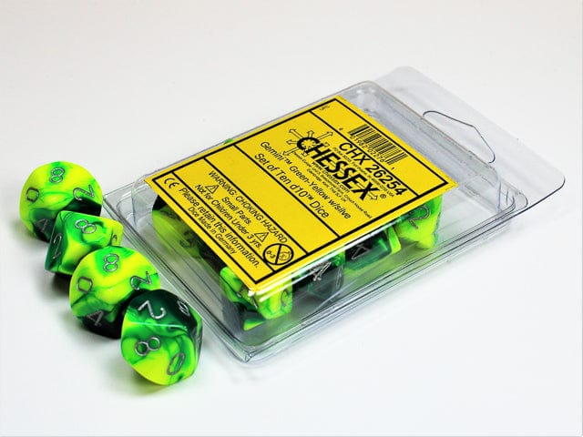 Gemini: 10D10 Green-Yellow / Silver Cartables et portfolios - Dés - Jeux de rôle