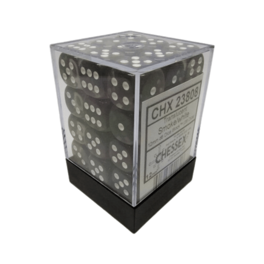 Dés Chessex dice - 36d6 - Translucent Smoke/White | L'As des jeux