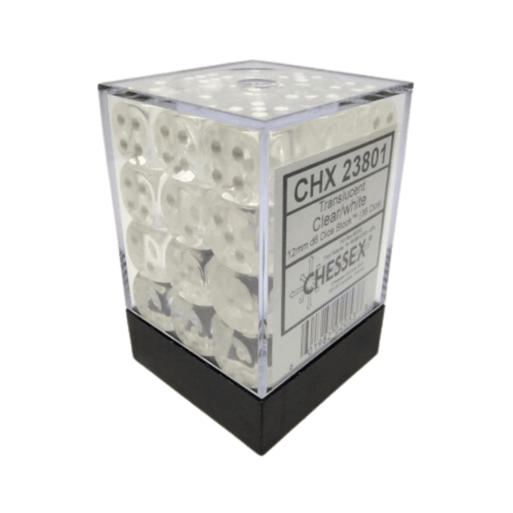 Chessex - 36d6 - Translucent Clear/White