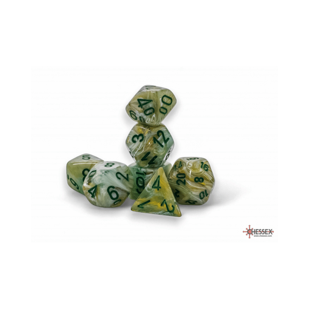 Chessex - Mega-hedral - Dés polyhédriques (7) - Marble - Green/Dark Green
