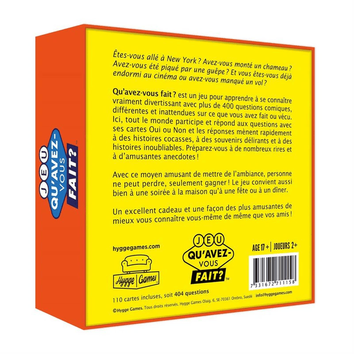 Jeu Qu'avez-vous fait (FR) JEUX Ambiance-Party