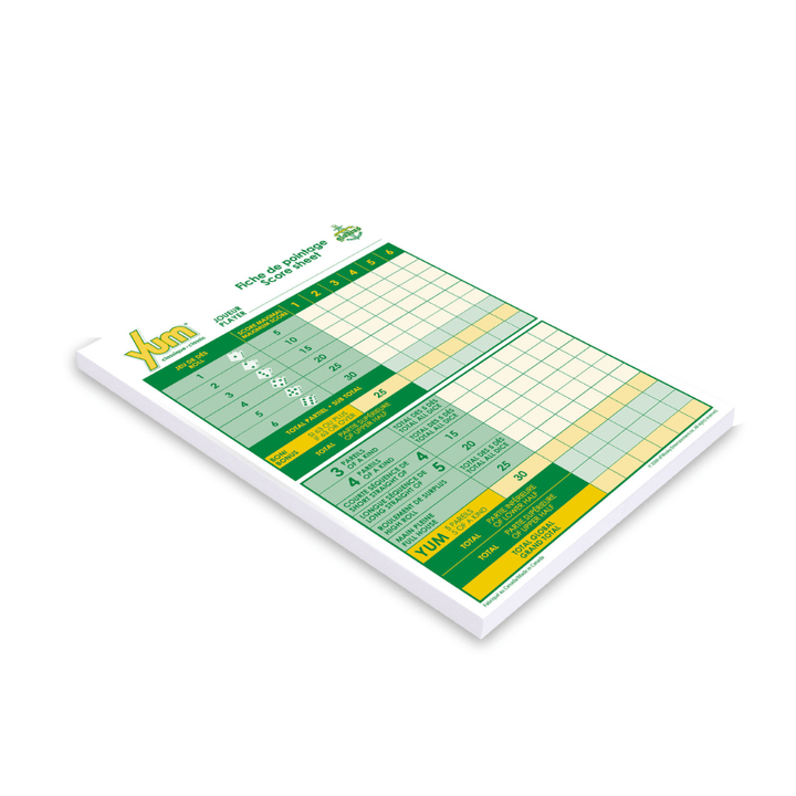 Yum bloc fiches de pointage (1x80) JEUX - Cartes et Accessoires - Cartes à jouer