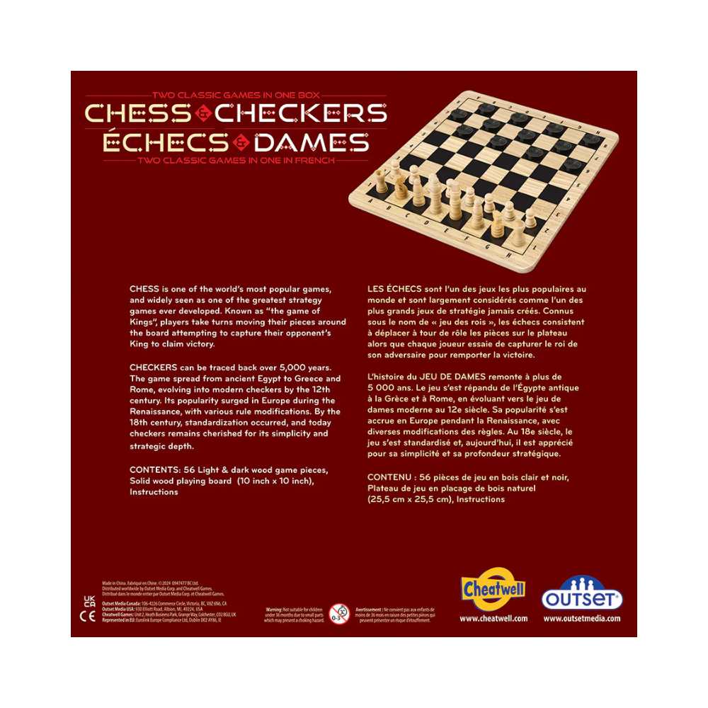 Jeux d'échecs et de dames | Chess and Checkers Set (ML) JEUX - Classiques - Dames et échecs