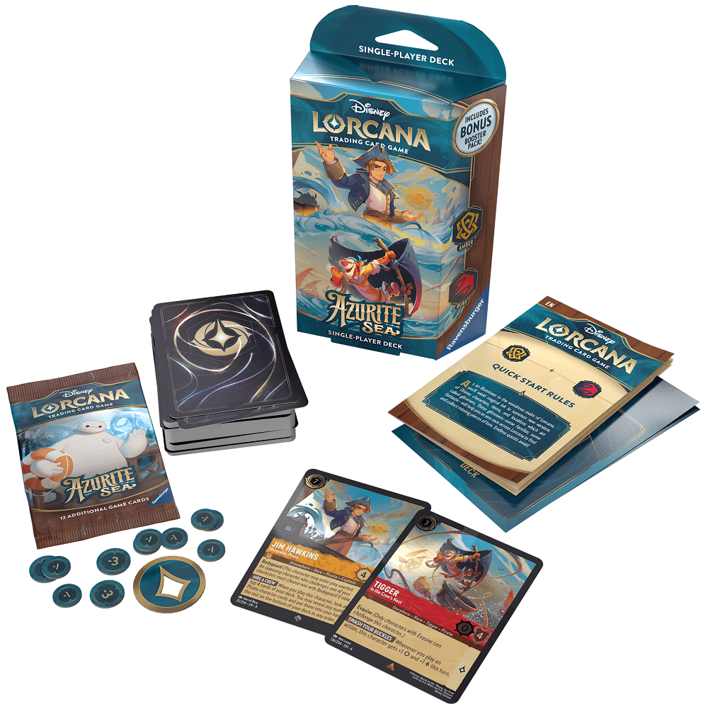 Disney Lorcana: Azurite Sea - Starter Deck - Jim Hawkins (Amber) /Tigger (Ruby) (EN) JEUX - Disney Lorcana