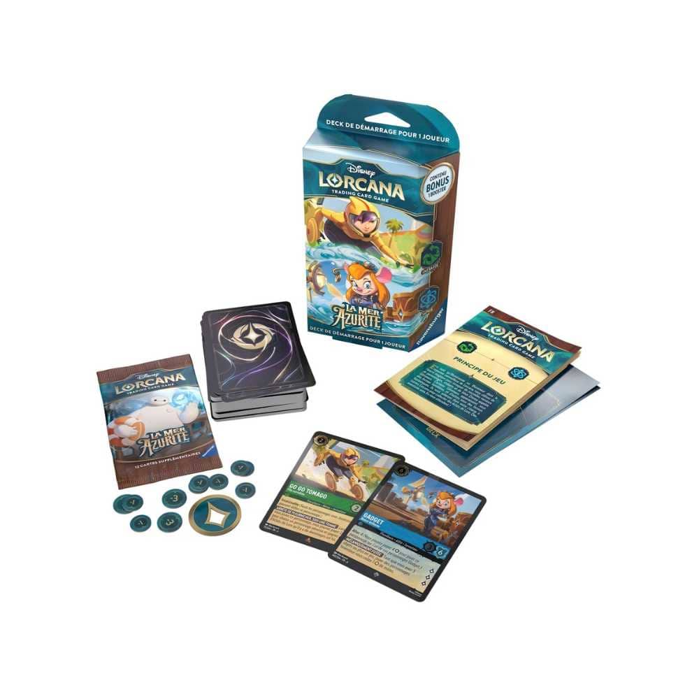 Disney Lorcana: La Mer d'Azurite - Deck de démarrage - Go Go Tomago (Émeraude) /Gadget (Sapphire) (FR) JEUX - Disney Lorcana - Starter Deck