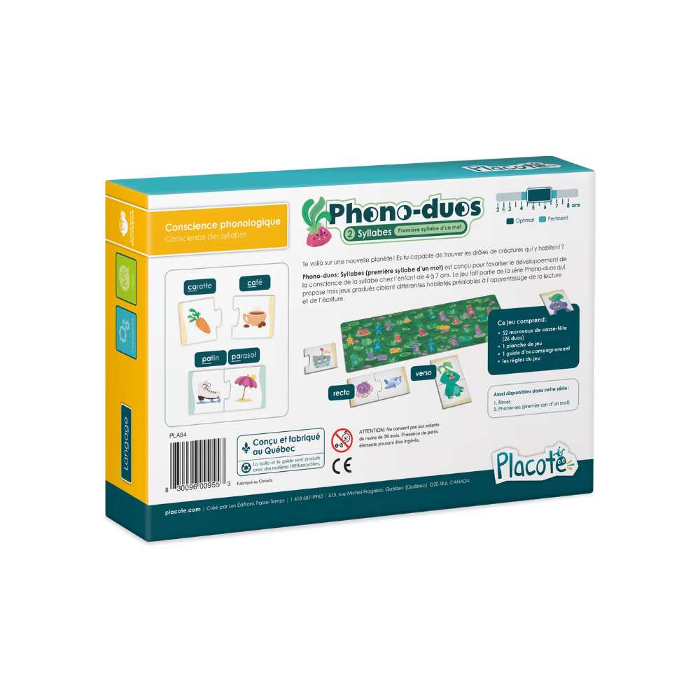 Phono-duos : Syllabes (première syllabe d'un mot) (FR) JEUX - Éducatif