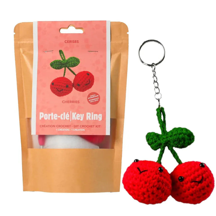 Kit DIY Crochet: Porte-Clés Cerises (ML) PASSE-TEMPS - Bricolages
