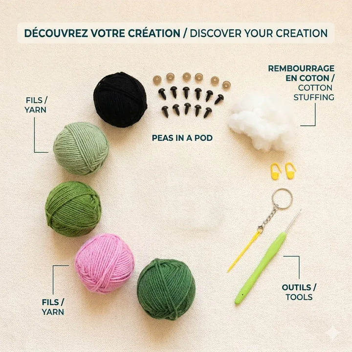 Kit DIY Crochet: Porte-Clés Petits Pois (ML) PASSE-TEMPS - Bricolages