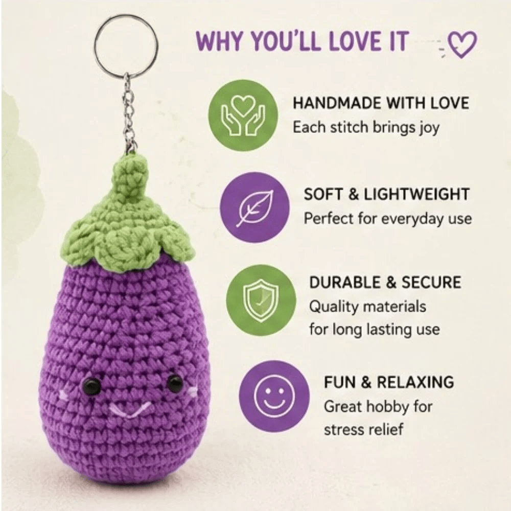 Kit DIY Porte-clés Crochet: Aubergine (ML) PASSE-TEMPS - Bricolages