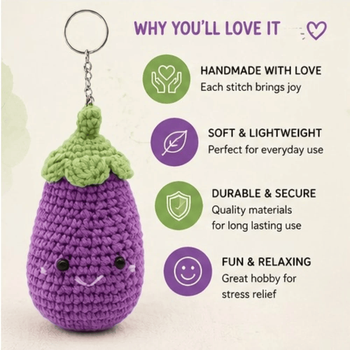 Kit DIY Porte-clés Crochet: Aubergine (ML) PASSE-TEMPS - Bricolages