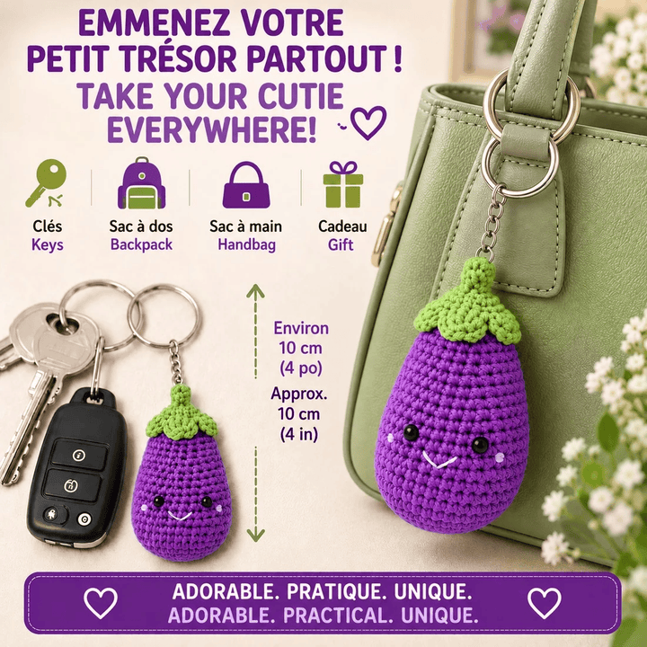 Kit DIY Porte-clés Crochet: Aubergine (ML) PASSE-TEMPS - Bricolages