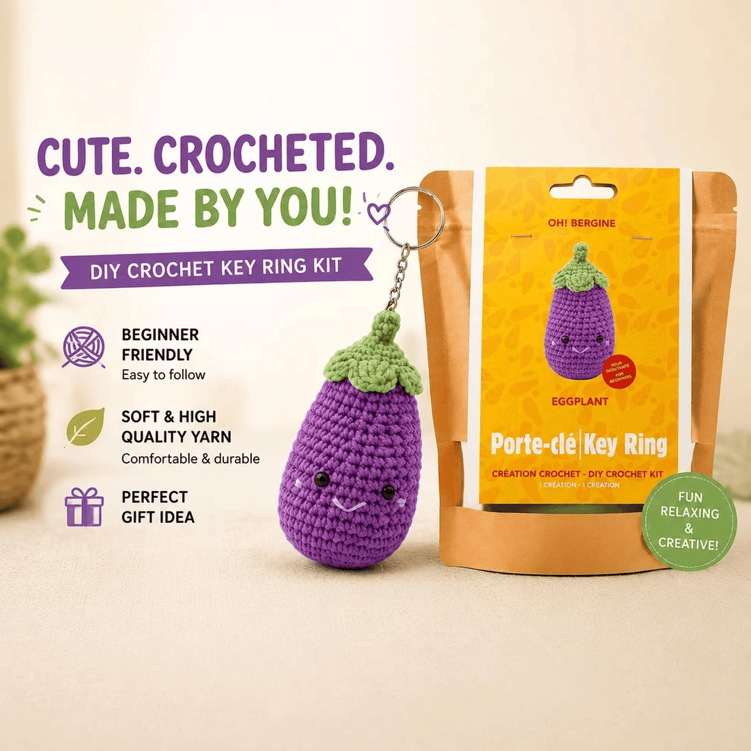 Kit DIY Porte-clés Crochet: Aubergine (ML) PASSE-TEMPS - Bricolages